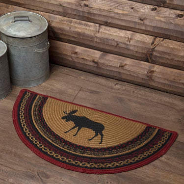 Cumberland Stenciled Moose Jute Braided Rug Half Circle 16.5